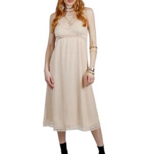 NWT Band of the Free Ivory Midi Swiss Dot Slip Dress Women’s Size Large